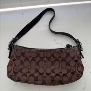 Coach Tan and Brown Signature Shoulder Bag